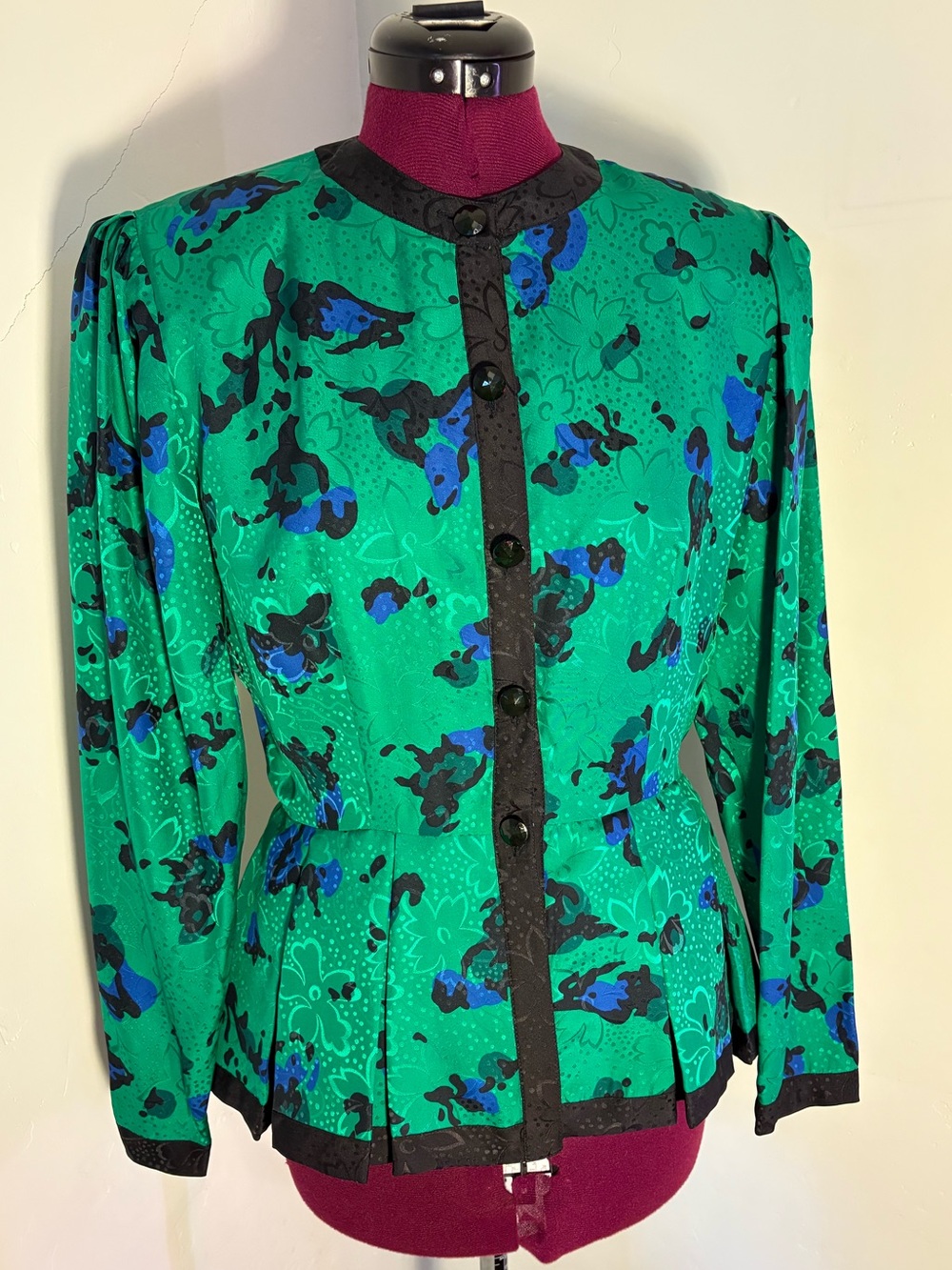 Vintage silk Della Roufogali jacket 1980s YSL look studio 54 retro s/m